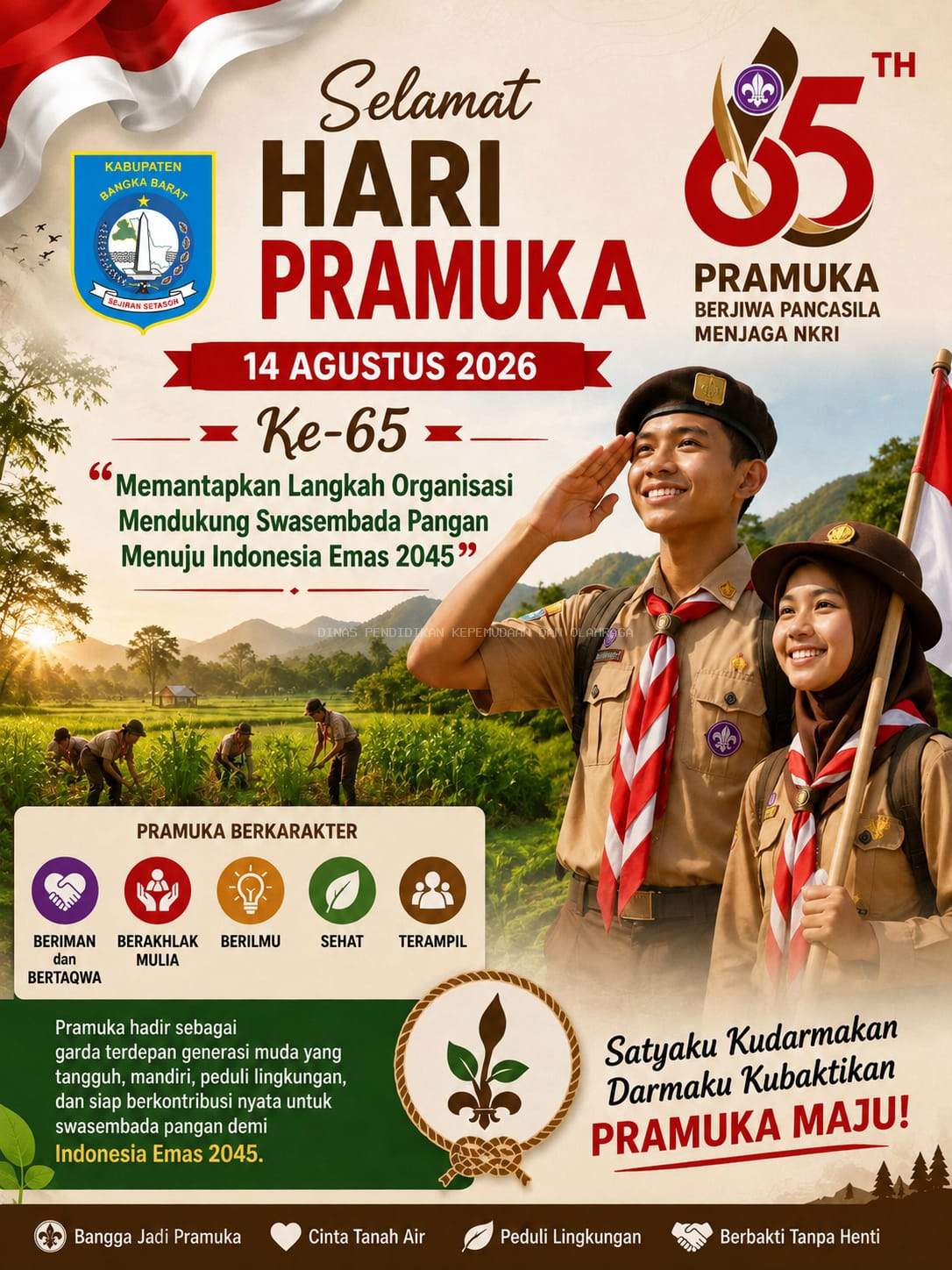 Disdikpora Bangka Barat Ucapkan Selamat Hari Pramuka ke-65